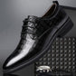 Black Men's Breathable Leather Shoes Korean Version of The Increase In The Young British Pointed Business Suits Men's Leather Shoes
