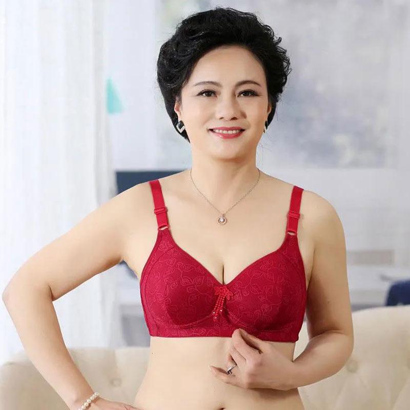 Large Size Thin Non-steel Ring Shaped Non-magnetic Underwear Bra Anti-sagging Fat Ladies Underwear Bra