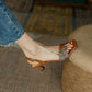 Sandals for Women Summer Mid-heel Square Toe Soft Leather All-match Stiletto Heel French High-heeled Sandal Temperament  Elegant Plaid Sandals