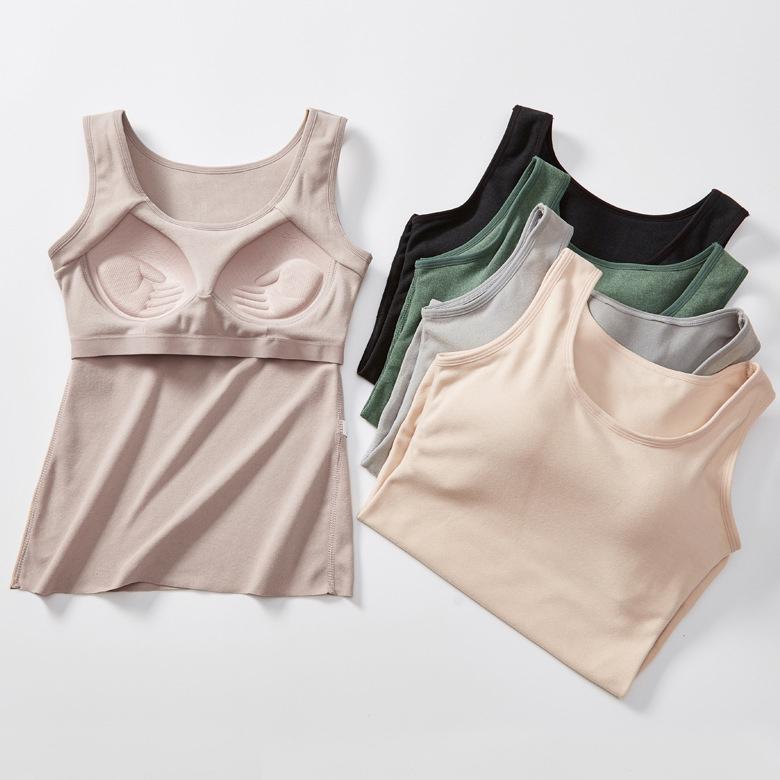 Winter Underwear Women Thermal Body Tops Vest with Padded Slim Sleeveless Crew Neck Wool Thermals Sexy Warm Clothes