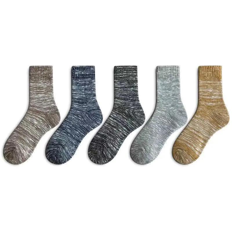 Thicken Tube Socks Men's Fashion Printing Plus Velvet Towel Socks Warm Winter Deodorant Cotton Socks