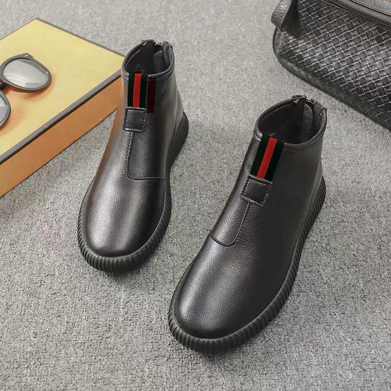 Winter Plus Velvet Warm Soft-soled Non-slip Middle-aged and Elderly Flat-soled Short Boots Women