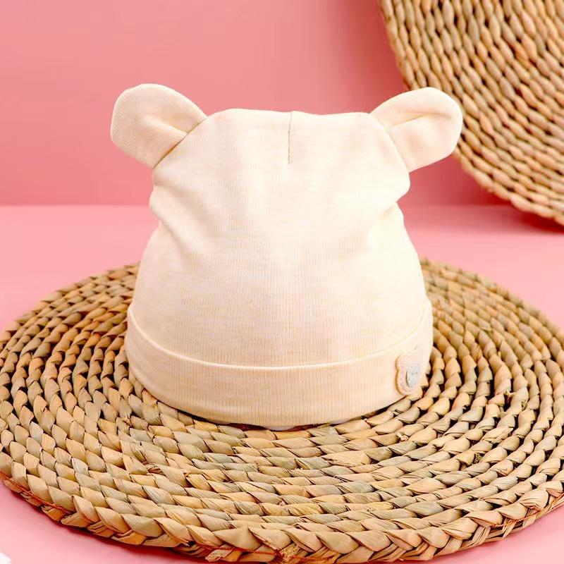 1-6M Cartoon 3D Bear Rabbit Ears Hat Baby Pure Cotton Hat Autumn Winter Thick Warm Cap Infant Newborn Comfortable Breathable Cute Beret Hat Sun Hat