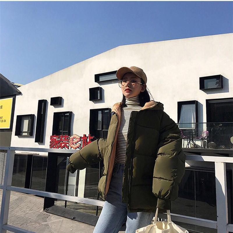 Large Size Loose Women's Hooded Padded Jacket Winter Solid Color Short Down Down Padded Jacket Thick Warm Jacket