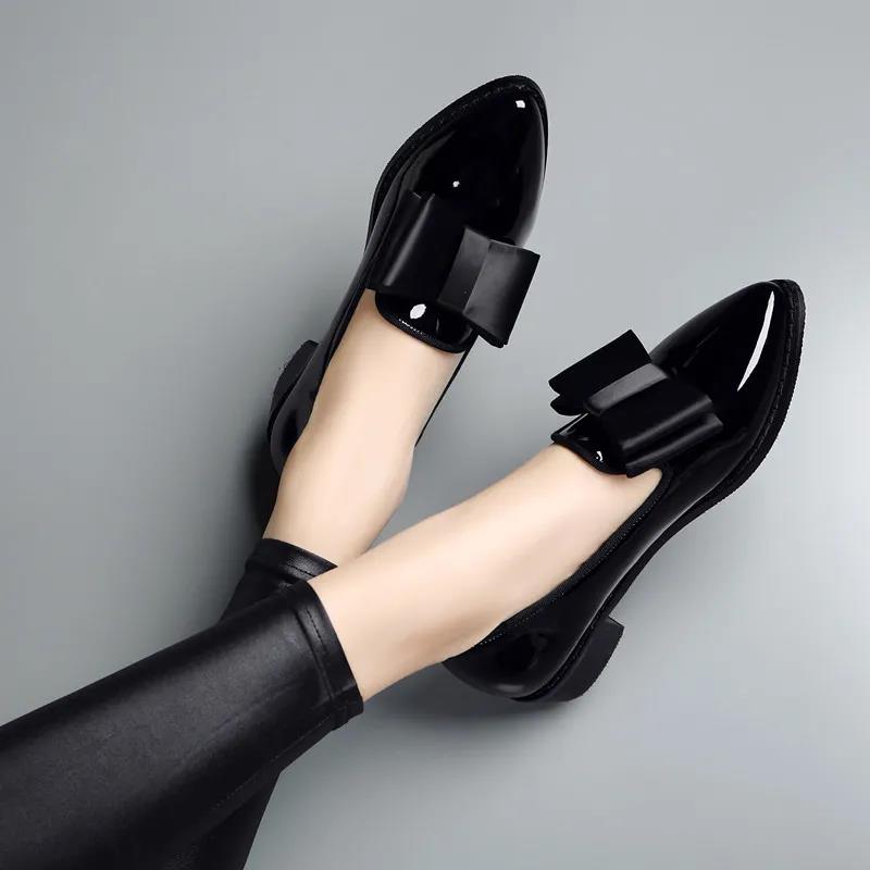 British Women's Shoes Small Leather Shoes Bow Korean Spring and Summer All-match Thick-heeled Women's Single Shoes