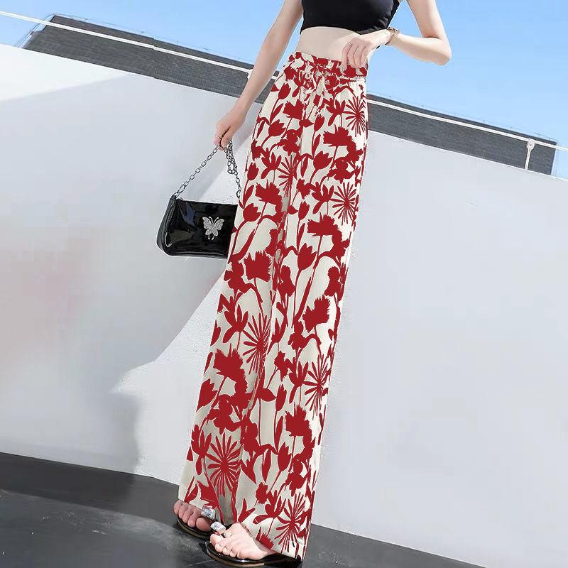 Large Size High Waist Wide Leg Pants for Girls Summer Loose and Thin Straight All-match Sports and Leisure Mopping Pants