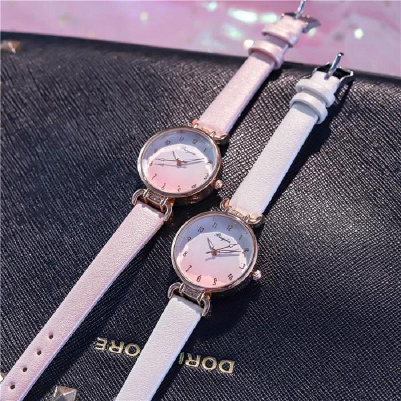 Women's Rhinestone Gradient Quartz Watch Niche Pink Luminous Waterproof Bracelet Watch Belt Quartz Diamond Watches