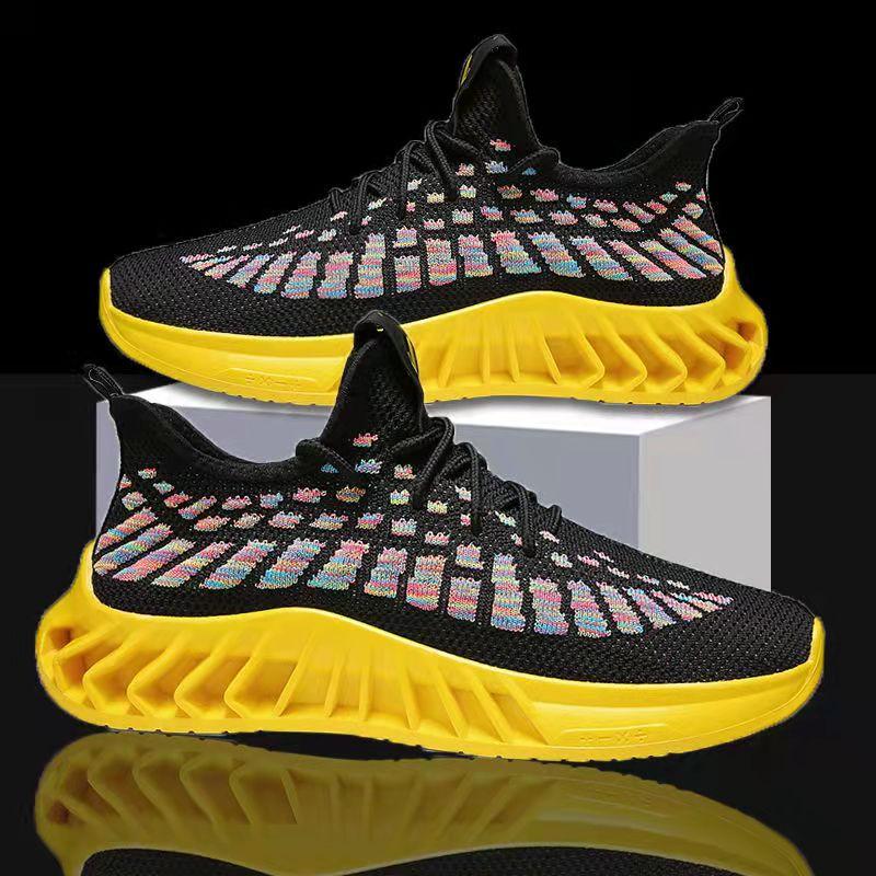 Spring Summer Men's Shoes Sports Casual Shoes Korean Version Deodorant Breathable Thin Mesh Flying Knit Shoes Coconut Shoes