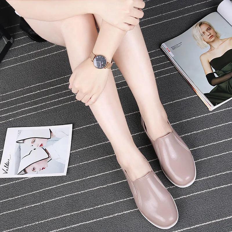 Casual Rubber Shoes Women's Shallow Mouth Low-top Rain Boots Short Tube Non-slip Waterproof Wear-resistant Women's Work Shoes Kitchen