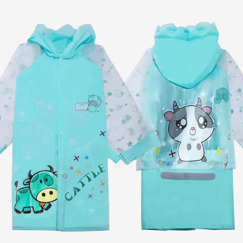 Rain Coat for Kid Reflective Stripe Pink Rabbit Lovely Raincoats Girl Boy Windproof Hooded Cartoon Printed Waterproof Clothed Child Suit 100-160cm