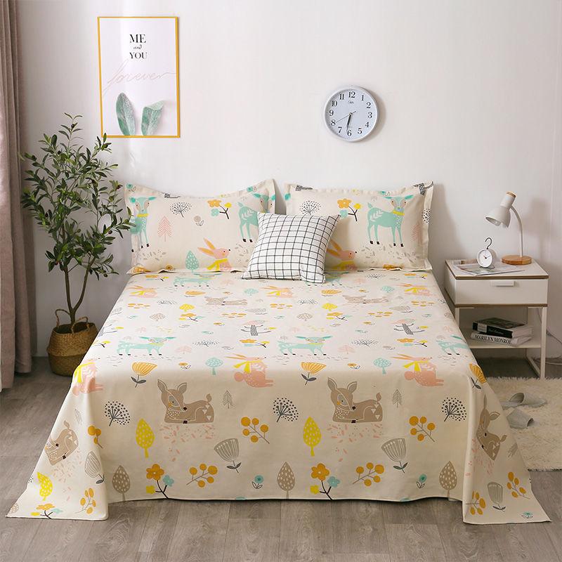 Three-piece Suit One Bed Sheet Two Pillowcases Home Textiles Coarse Cloth Cotton Fabric Sweat-absorbent Breathable Warm Washable