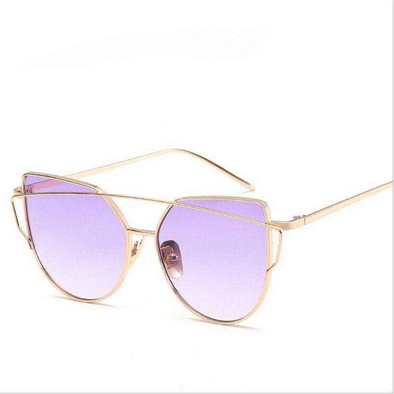WTEMPO Double Beam Metal Cat Eye Sunglasses Women Oval Colorful Lady Sunglasses 2019 Oval Frame Vint