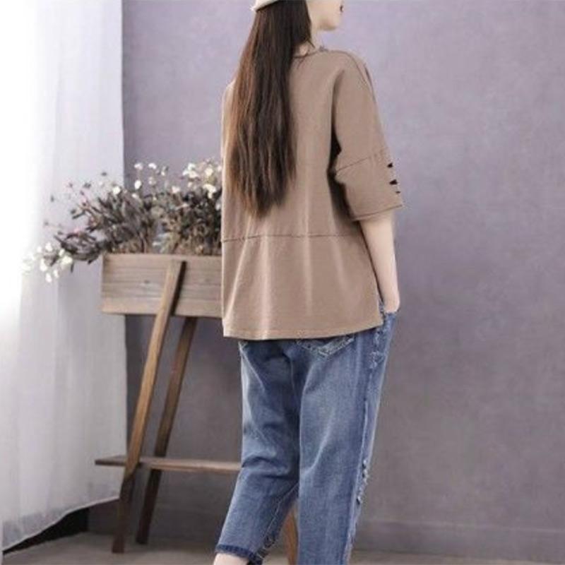 Pure Cotton Round Neck Short Sleeve Large Size Spring and Summer Trend Loose Top Student T-shirt