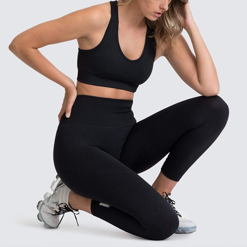 Sports Outfit Fitness Set Athletic Wear Yoga Clothing Set Sports Suit Women Sportswear Seamless Knit Hips Sports Yoga Set Fitness Bra Vest Set