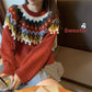 Winter Lady Christmas Theme Ball Tassel Knitwear Pullover Red Crew Neck Loose Jumper Top