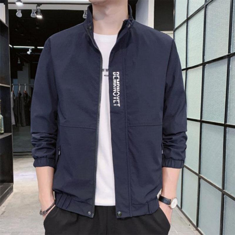Spring and Autumn Jacket Men's Solid Color Trend Casual Loose Stand Collar Men's Sport Jacket Top Clothes Spring Clothes
