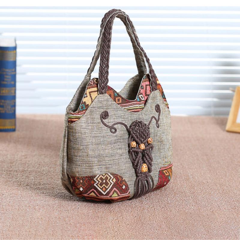Middle Aged Women Handbag Casual Daily Shopper Ethnic Style  Anvas Cotton and Linen Woven Animal Flower Print Pattern