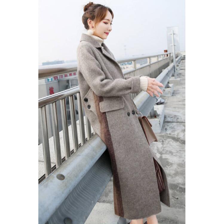 2019 Women Plus Size Autumn Winter Cassic Simple Wool Long Coat Female Robe Outerwear Manteau Femme