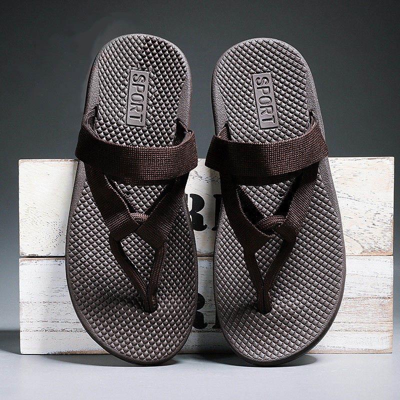 Men Flat Flip Flops Loafer Sandals Shoes Open Toed Slippers Breathable Outdoor Non-slip Beach