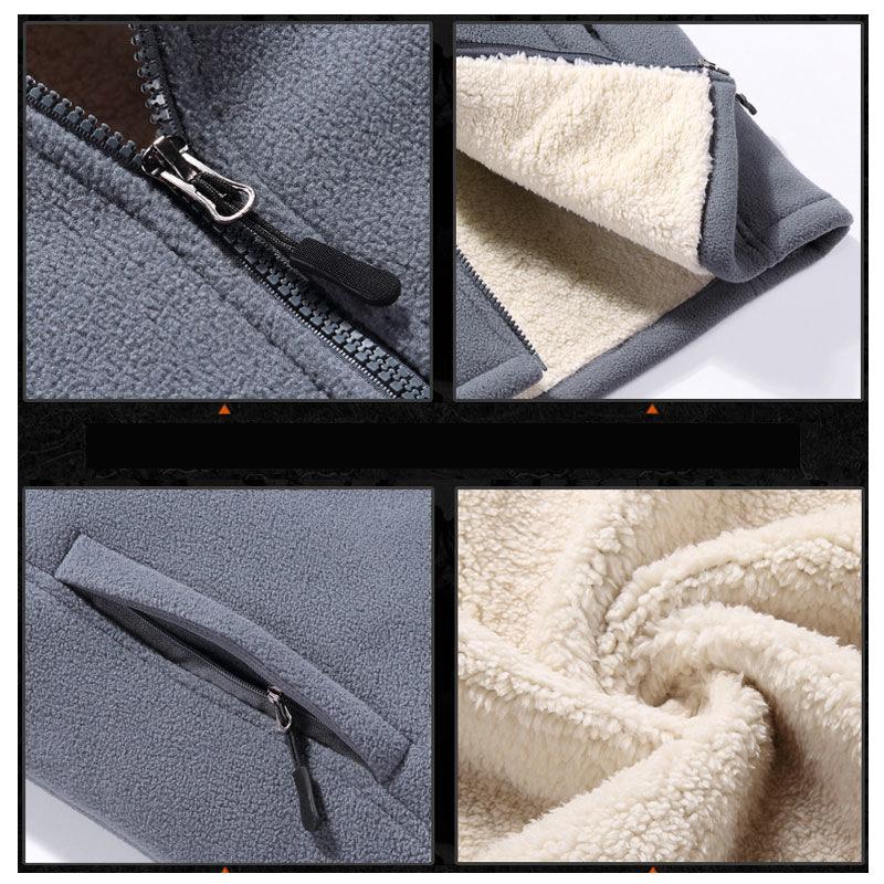 Men's Autumn and Winter Plus Velvet Thick Coat Grain Velvet Stand-up Collar Plus Fat Fat Jacket Outerwear