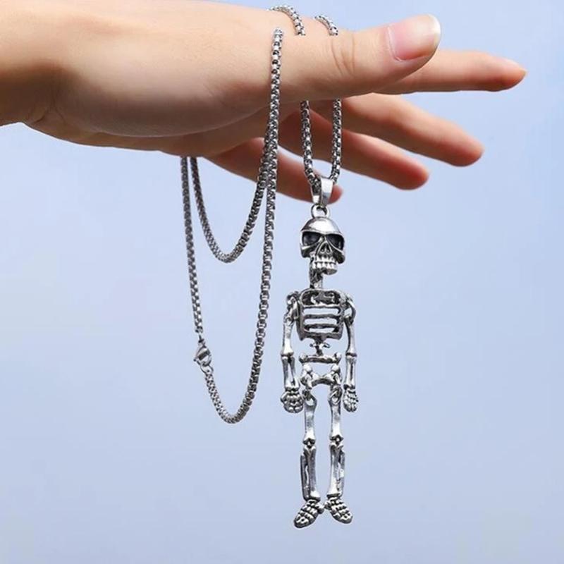 Black Skeleton Skeleton Men's Pendant Long Sweater Chain Couple Necklace Hip Hop Female Long Necklace Alien Personality Necklace Chain Necklaces