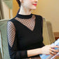 Shirt Women's Thin Spring and Summer Mesh Bottoming Shirt Long-sleeved Sexy Black Inner T-shirt