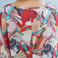 Large Size Women's Dress Loose and Thin Printing Retro Ethnic Style Women's Round Neck Short Sleeve Loose Mid-length Skirt Light and Breathable Fabric