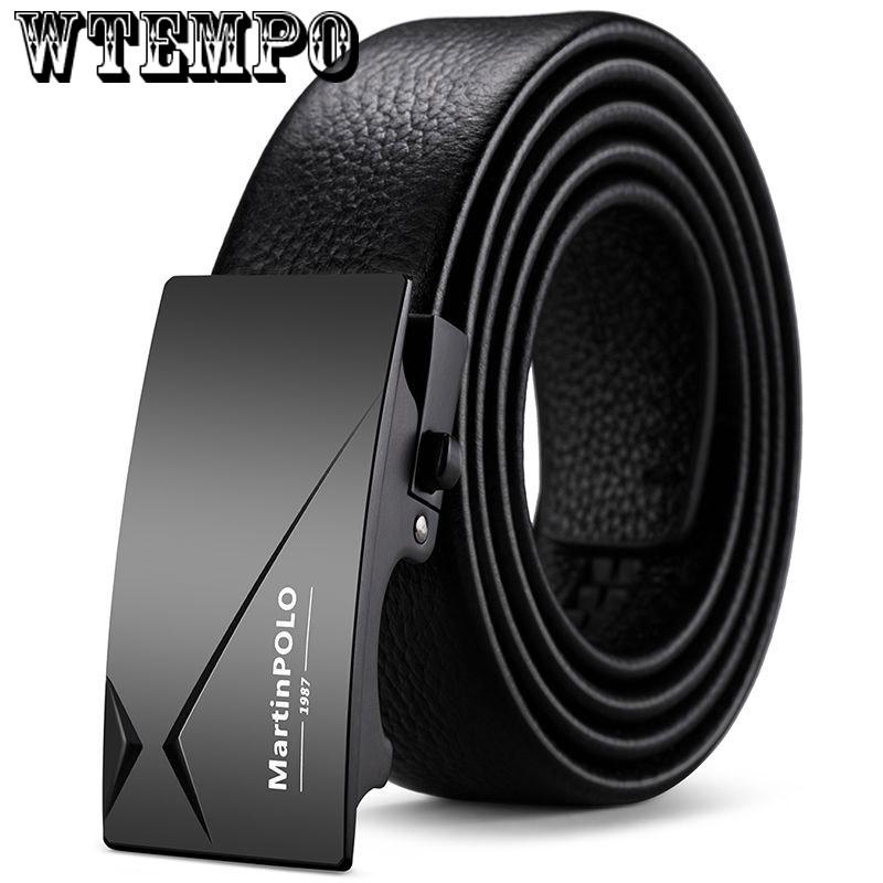 Father's Day Gift Men's Leather Belt Automatic Buckle with Smooth Casual Business Belt
