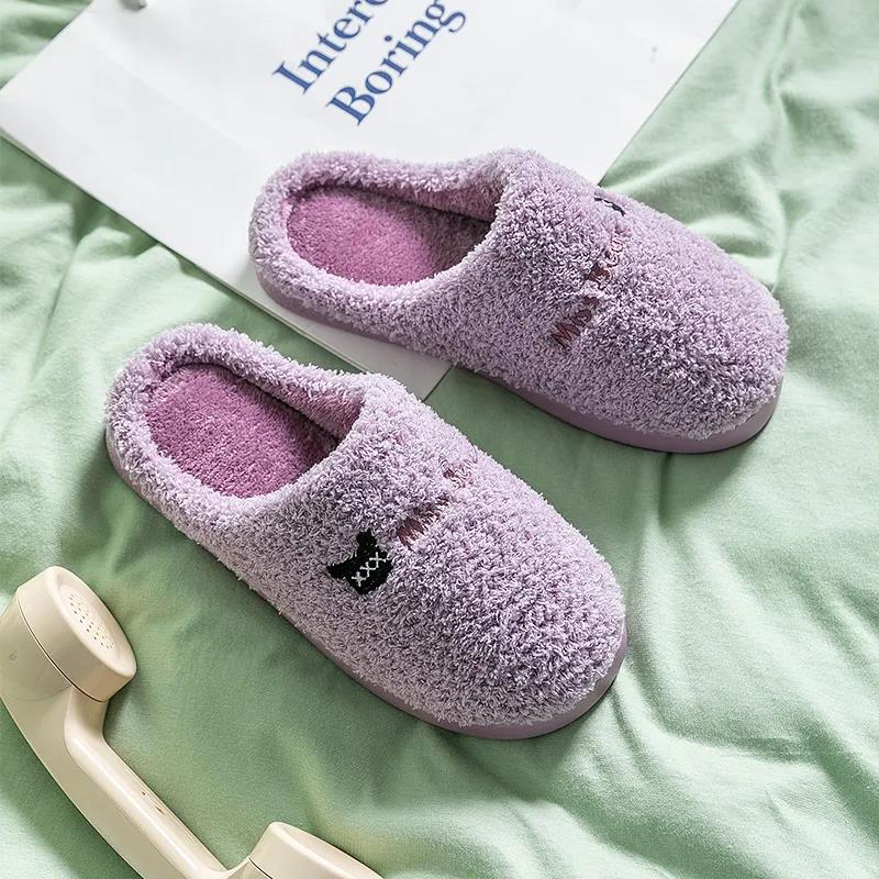 Men and Women 's Cotton Slippers  Thick Bottom Bag with Winter Warm Shoes Home Couples Non-slip Slippers