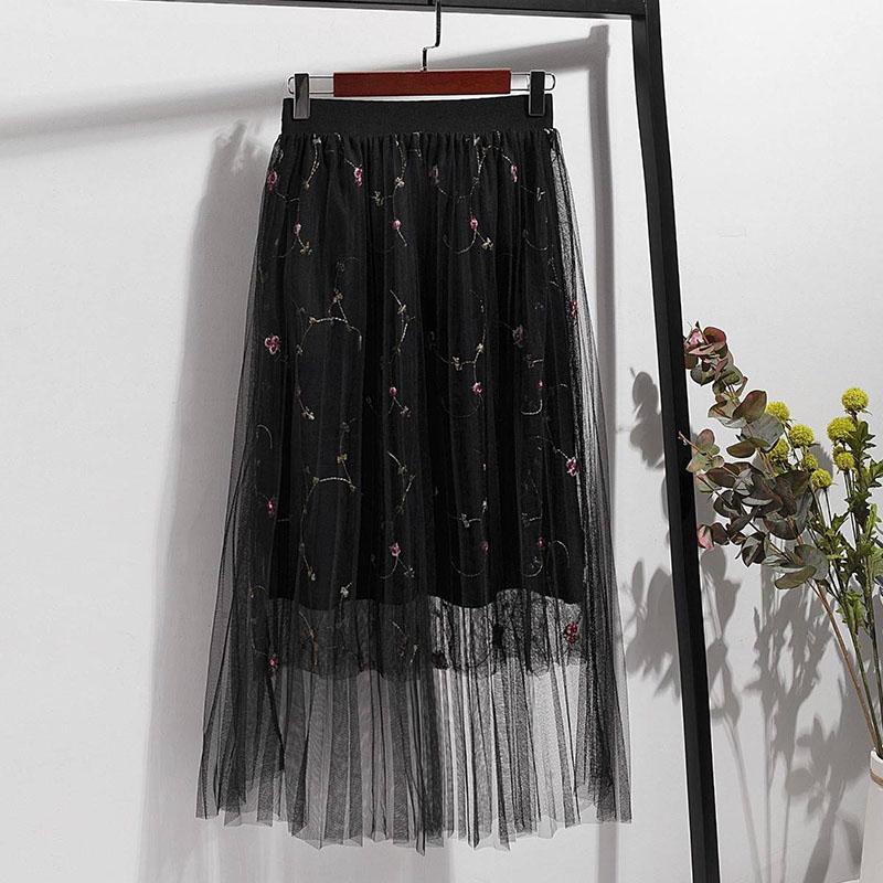Fashion Summer Women Skirt Suit Printed T-shirt Multilayer Mesh Skirt Two-piece Set Elegant Outfits