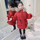 Girls Plus Velvet Cotton Winter Clothes Warm and Windproof Mid-length Quilted Jacket