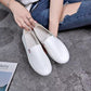 Women's Sneakers White Flat Shoes Hollow Ladies Loafers Pu Leather Slip on Shoes Low-heel Casual Shoes Espadrilles