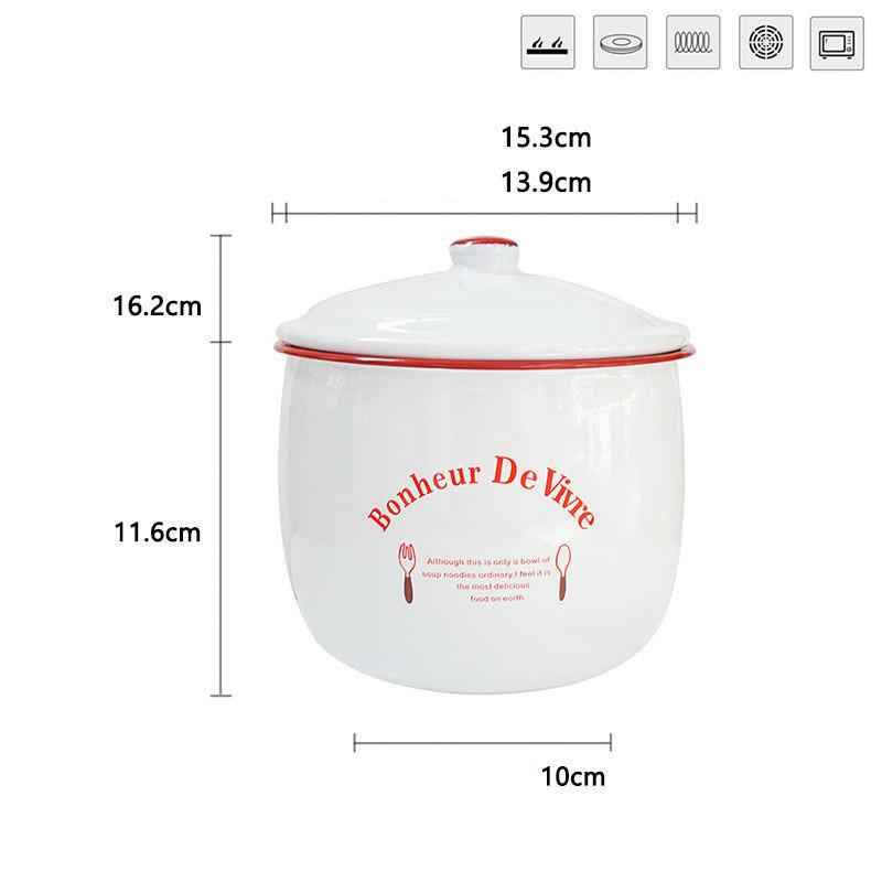 Nordic Enamel Health Small Stew Pot Dessert Bird's Nest Stew Pot Binaural Small Soup Pot with High Fat Pot Complementary Food Pot