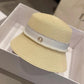 Women's Summer Hat Elegant Pearl Bucket Hat Rhinestone M Mark Retro Basin Hat Shade Straw Hat Luxury Top Hat