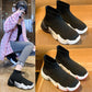 Spring and Summer Breathable Stretch Socks Shoes Women's High-top Ankle Boots Korean Style All-match Knit Boots