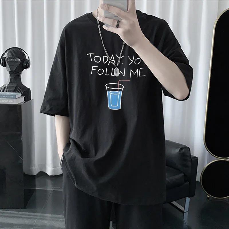 Men's Printed Casual Loose Round Neck Large Size Summer Thin Short Sleeve Versatile T-Shirt Men's Top
