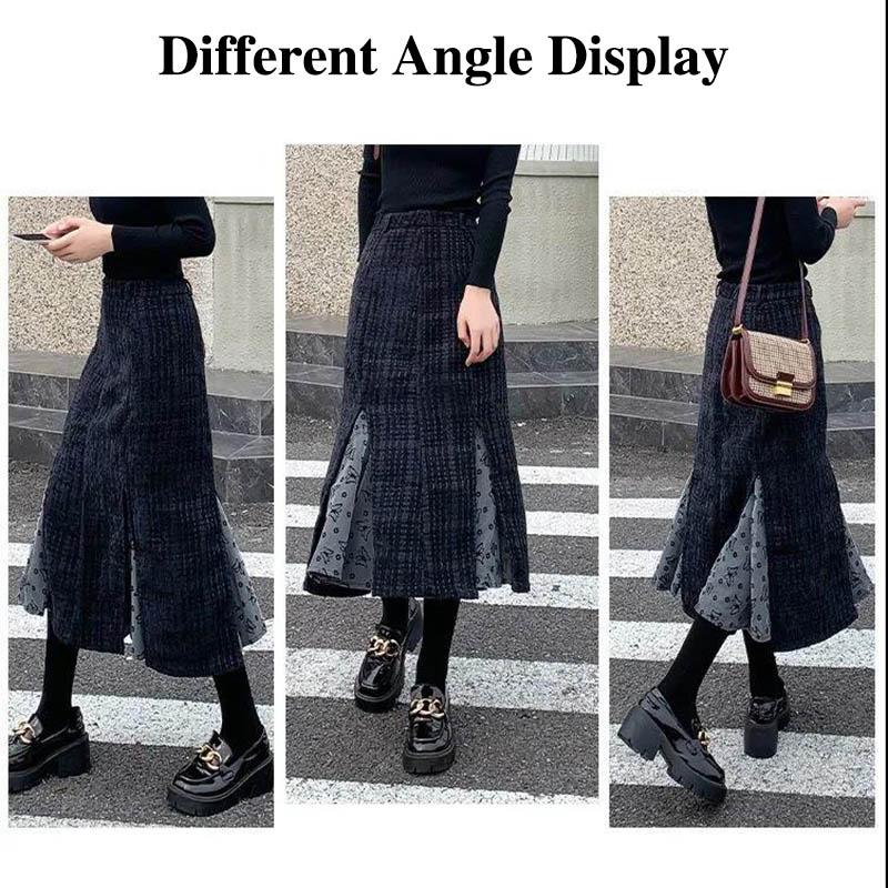 Half-length Skirt Female Fish Tail Skirt Intermediate Senior INS Autumn and Winter Design Design Splicing Advanced Format A Word Skirt
