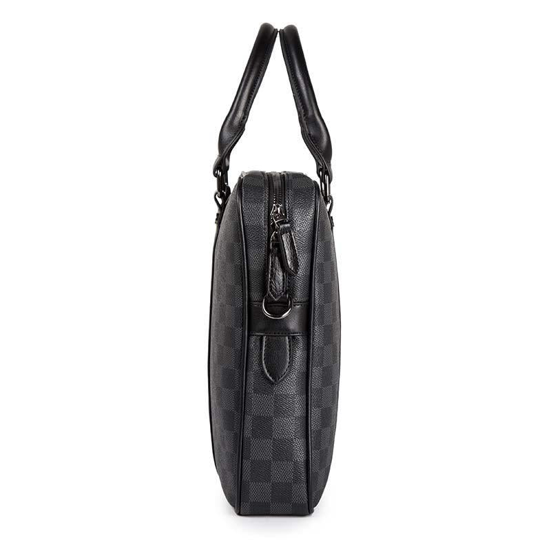 Business Briefcase Men Black Plaid PU Leather Zipper Waterproof Handbag Shoulder Bag Crossbody Bags
