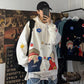 Autumn and Winter Cartoon Loose Hooded Sweater Men's Couple Print Pullover Jacket Student