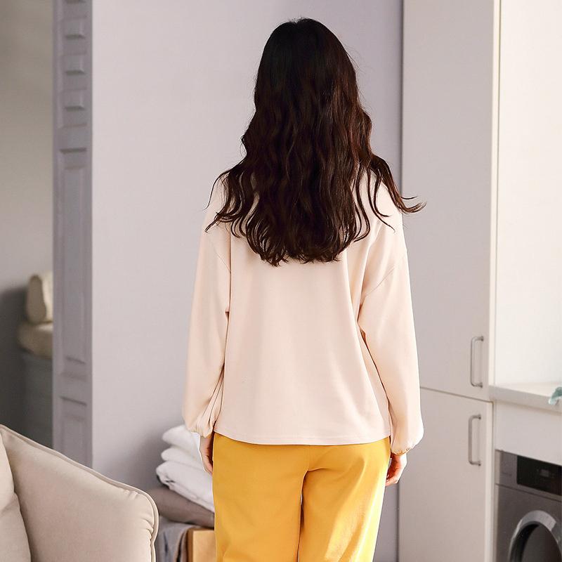 Women Pajamas Set Casual Loose Pyjamas Suit Cartoon Cute Sleepwear Pullover Tops and Pants Sets Female Long Sleeve Homewear Round Neck Nightwear