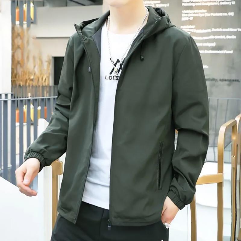 Men's Jacket Korean Version of Trend of Casual Autumn Tooling Fashion Men's printing Hooded Jacket Autumn