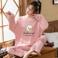 Cotton Pajamas for Women Long Sleeve Pyjamas Set Pullover Sleepwear Suit Cartoon Cute Nightwear Loose Casual Home Wear Spring Autumn Tops Pants Sets
