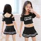 Girls Sports Swimwear Off-the-shoulder Pleated Skirt Separate Swimsuit Summer Kids Girls Beachwear Bathing Suit Bikini Dress Set