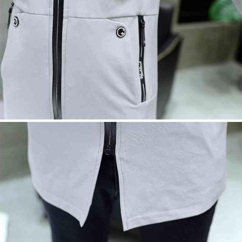 Spring & Fall Hooded Jacket Long Coat Solid Color Trend Parka Casual Slim Windbreaker for Youth Men