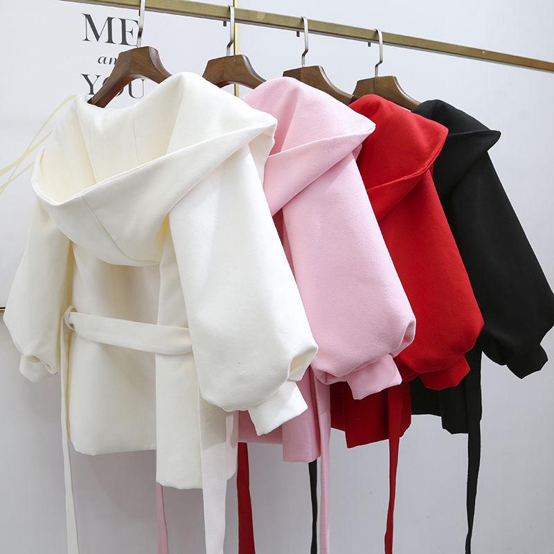 Autumn and Winter Cardigan Long-sleeved Jacket Mid-length Style Fashionable Hooded Sweater