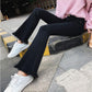 WTEMPO Trumpet Jeans  Women's Boot Cut Pant Loose and Slim Wide Leg Tassel Denim Pocket Trousers