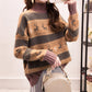 Turtleneck Sweater Female Students Korean Loose  Knit Sweater Bottoming Pullover Sweater Outwear  Deer Print Christmas Sweater Autumn  Winter