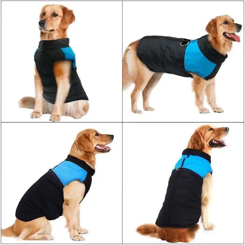 Pet's Waterproof Warm Clothes Winter Puppy Color Stitching Zipper Cotton Vest Soft Casual Oversize Jacket Dog's Ski Suit