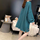 Mid-length Loose Plus Size Sweater Women Long-sleeved V-neck Ripped Tops Spring and Autumn Thin Bottoming Shirt