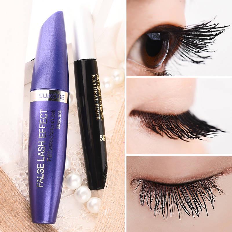 Waterproof and sweatproof non-blooming quick-drying cosmetic set two-piece mascara stretched